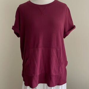 Maroon flip sleeve front pocket thin thermal like material women’s large